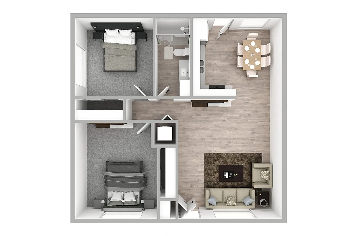 Floor plan Two Bedroom, One Bathroom