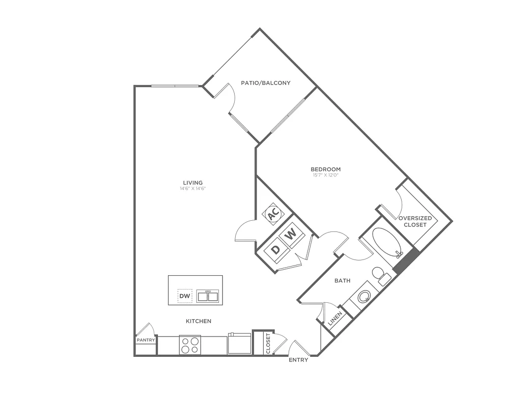 Floor plan A5 (888 SF)