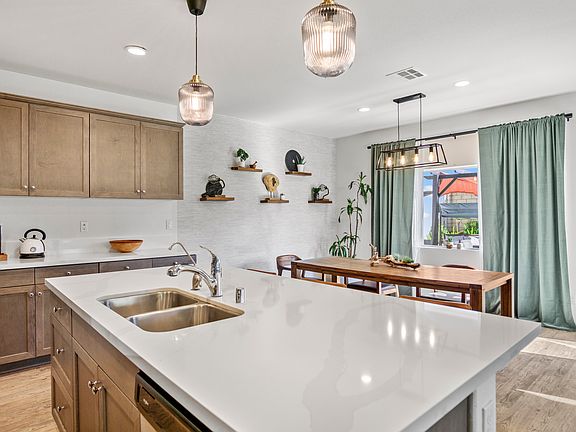 Open kitchen and dining area