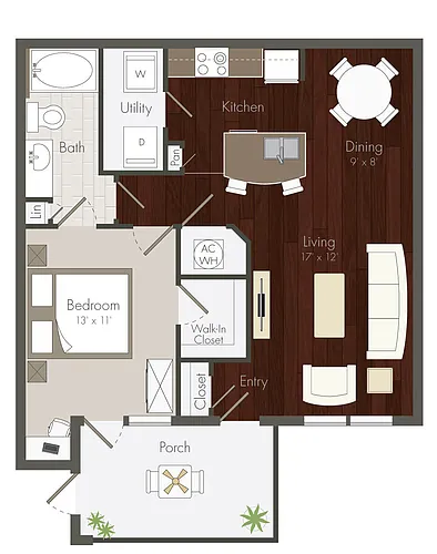 Floor plan A2 - 1X1