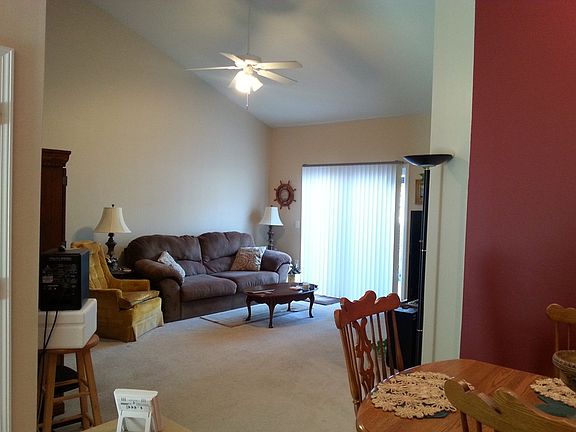 View from the kitchen into the living room.