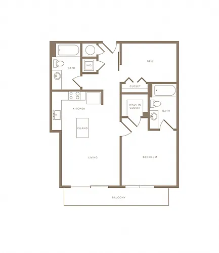 Floor plan 1 Bed/1 Bath Den-A06D
