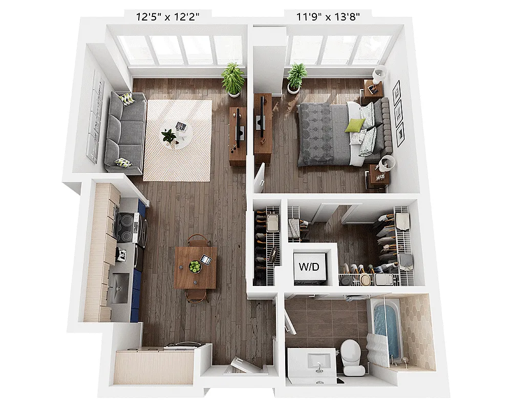 Floor plan One Bedroom A1F