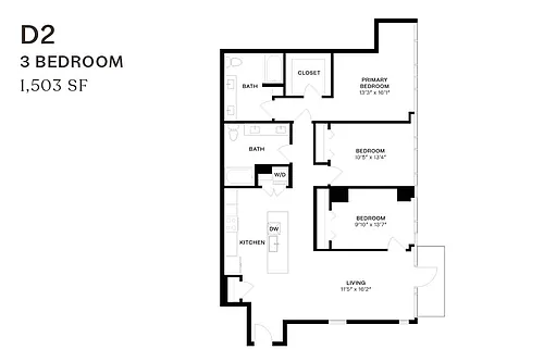 Floor plan Three Bedroom D2