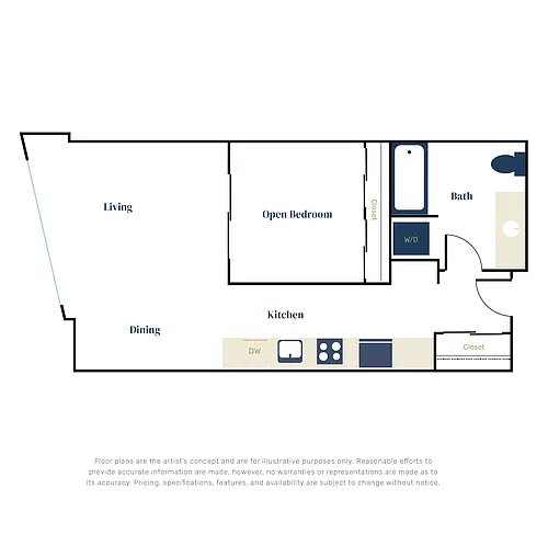Floor plan Open 1x1 B2