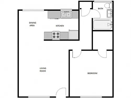 Floor plan 1 Bed / 1 Bath: Type A