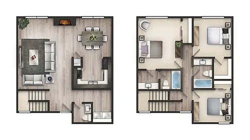 Floor plan 3 Bed 2.5 Bath Townhome