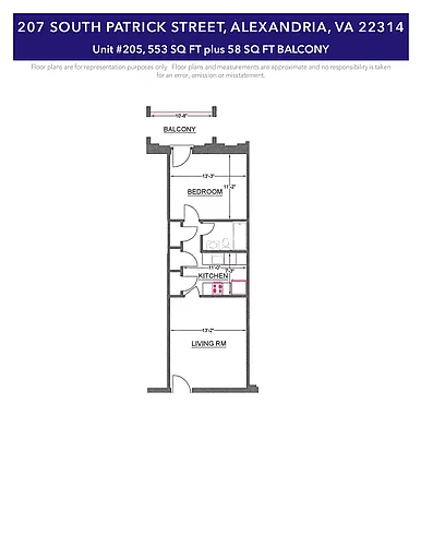 Floor plan 205-1 BR with Balcony-avail 10-5-26