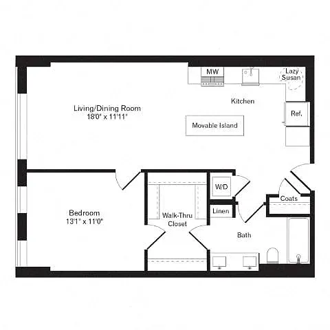 Floor plan 1R w/ Terrace