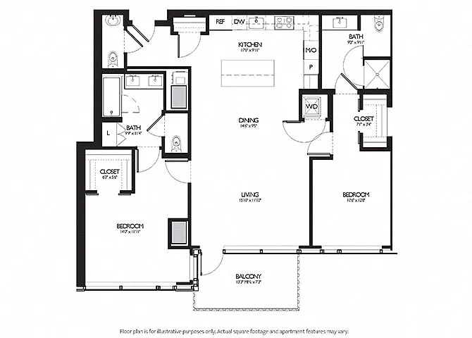 Floor plan 2 Bed 2.5 Bath