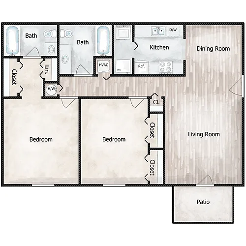 Floor plan 2 Bed 2 Bath