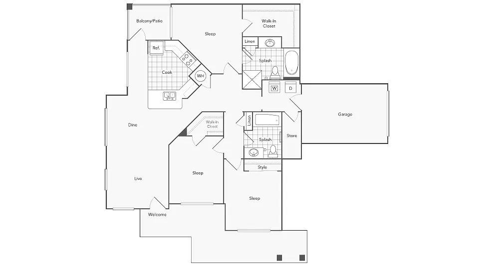 Floor plan Brentwood II - Townhouse C1-M-ADA