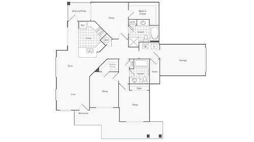Floor plan Brentwood II - Townhouse C1-M-ADA