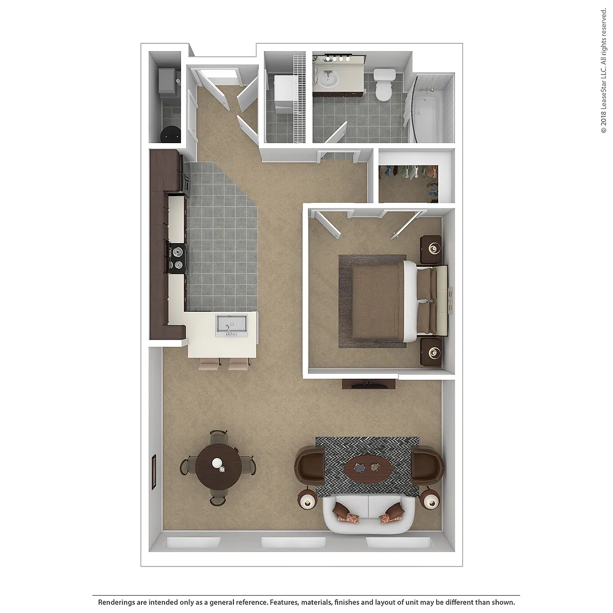 Floor plan Counting House Lofts 109 One Bedroom Loft