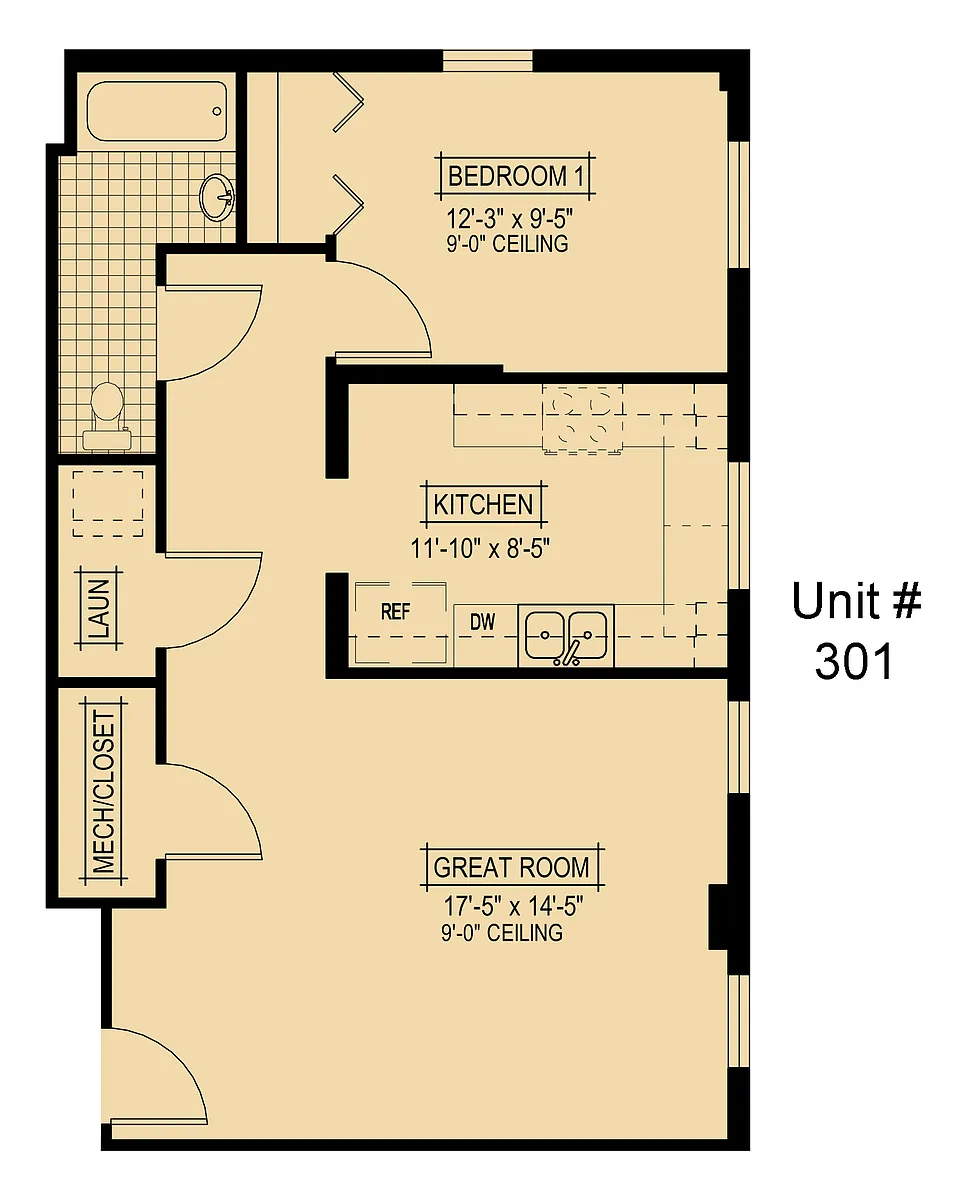 Floor plan Tapps: 1 Bedroom