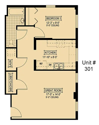 Floor plan Tapps: 1 Bedroom
