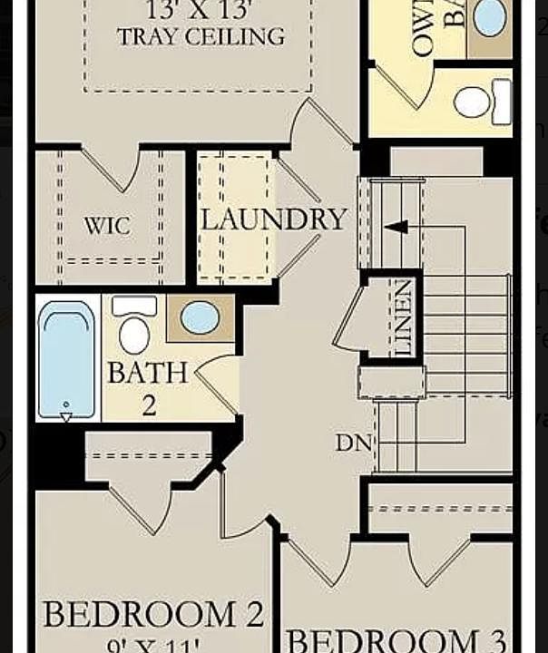 Top floor plan details the bed rooms