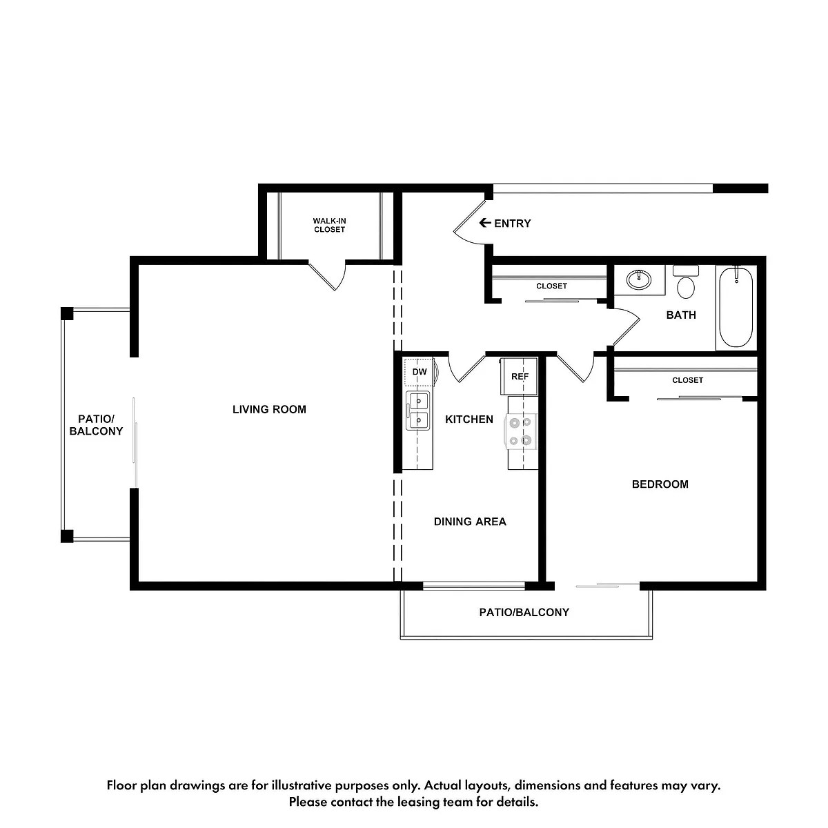 Floor plan 1x1 F - Cedars
