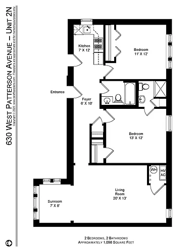 Floor plan Two Bedroom, Two Bath