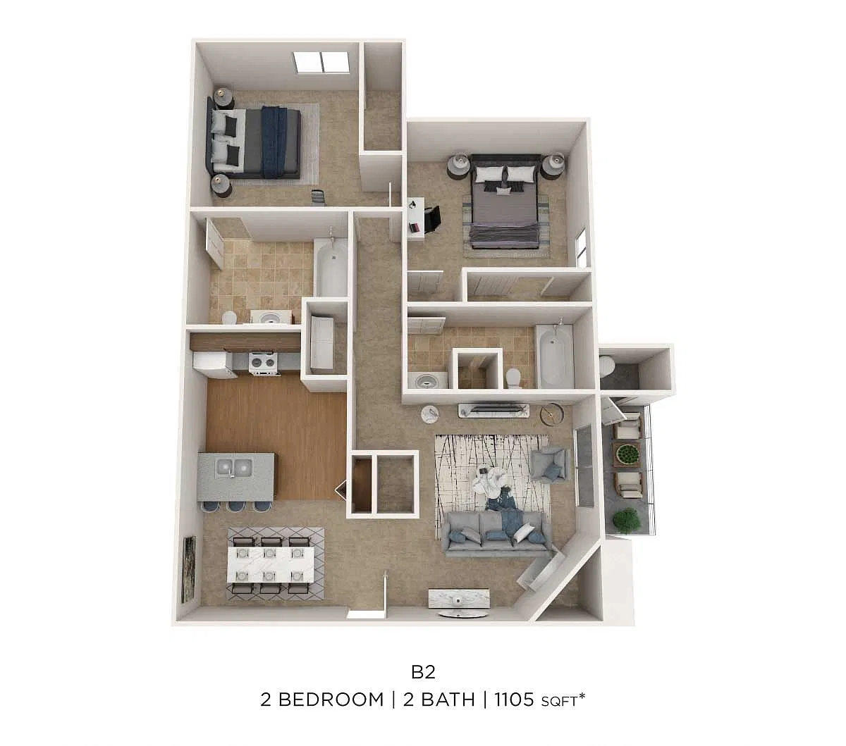 Floor plan Two Bedroom 2 Bath