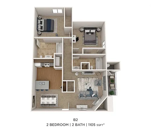Floor plan Two Bedroom 2 Bath