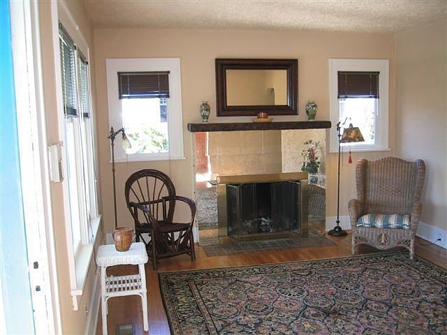 Fireplace, large remodeled bath. 