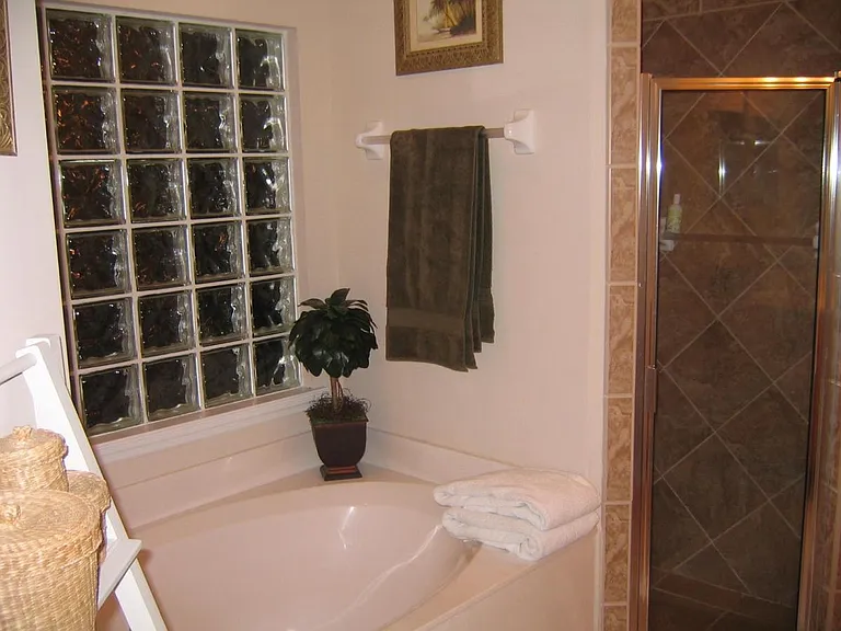 Separate soaking tub and shower