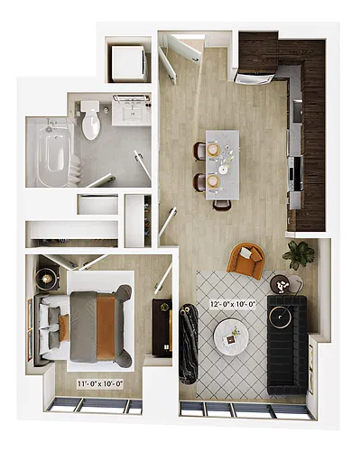 Floor plan 1 Bed/1 Bath-A8