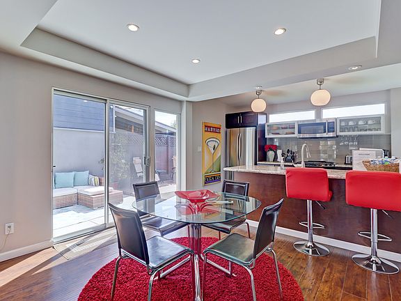 Dining room and kitchen.