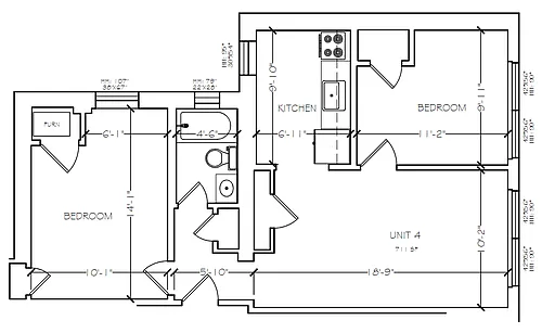 Floor plan 2 Bedroom 1 Bathroom