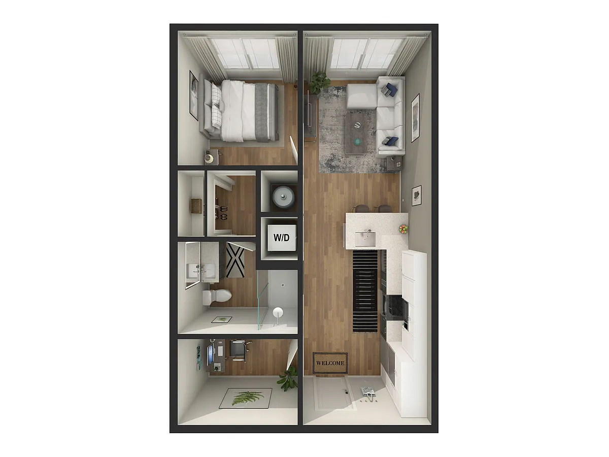 Floor plan 1BR/1BA - A1
