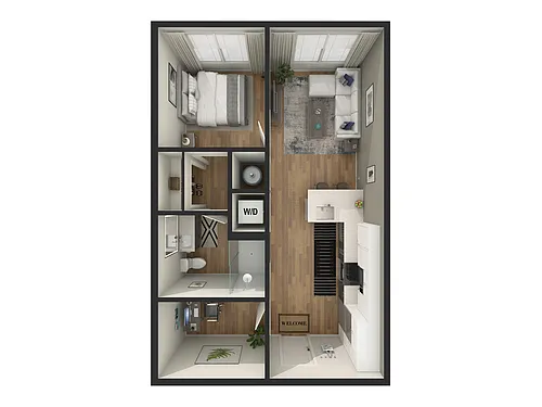 Floor plan 1BR/1BA - A1
