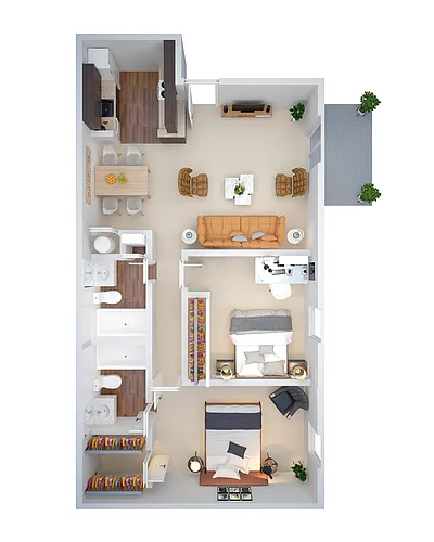 Floor plan 2 BD (ycb1)