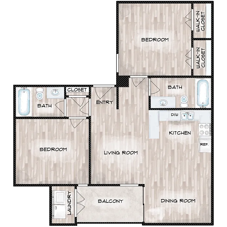 Floor plan 2 Bedroom 2 Bathroom