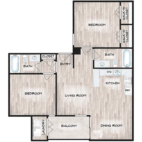 Floor plan 2 Bedroom 2 Bathroom