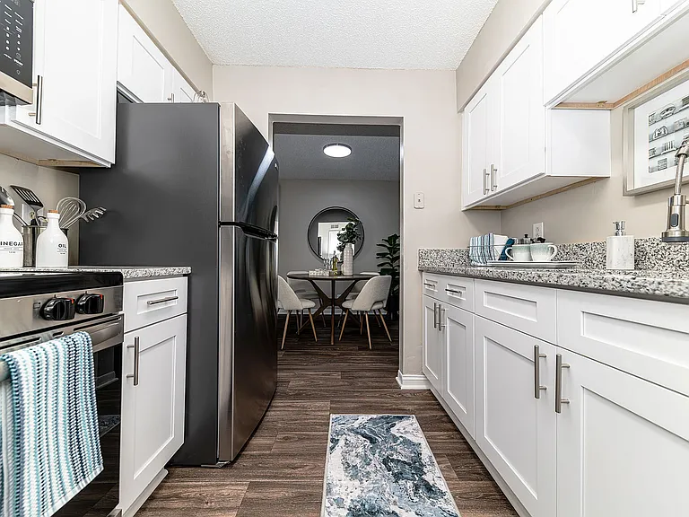 Kitchen with granite counters and stainless appliances