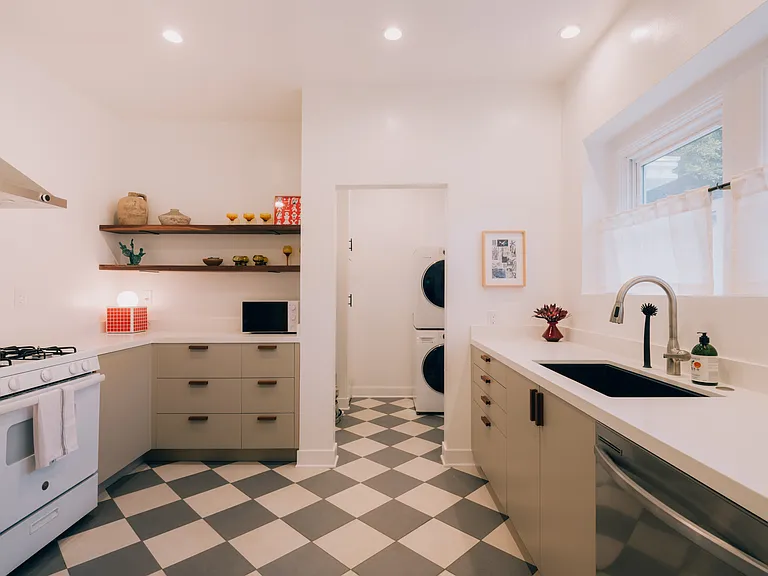 Kitchen facing laundry room