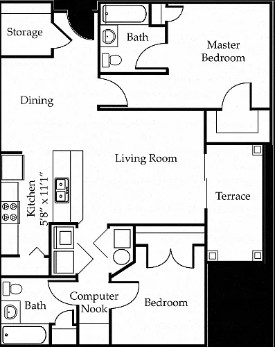 Floor plan Two Bedroom Two Bathroom