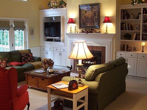 Family Room with TV cabinet open