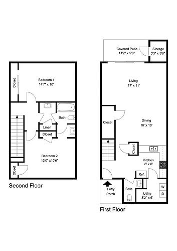 Floor plan 2 Bedroom 1.5 Bath