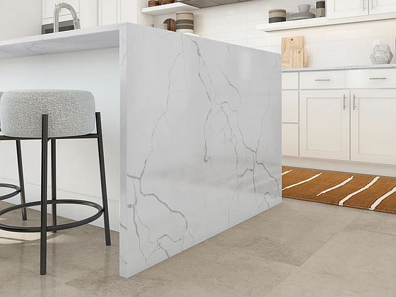 Kitchen with waterfall island