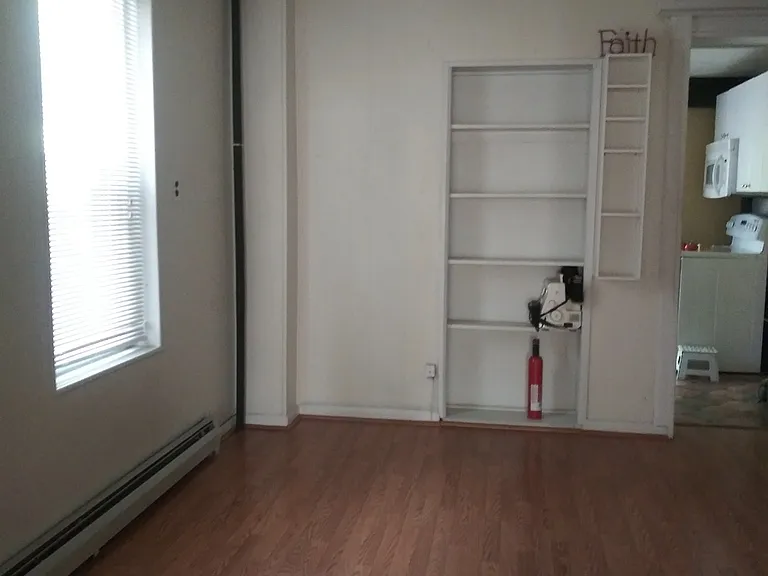 Built in shelves in living room