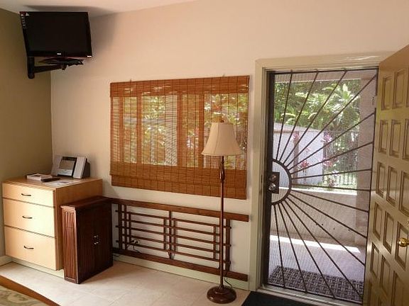 Wall mounted TV, Granite top dresser