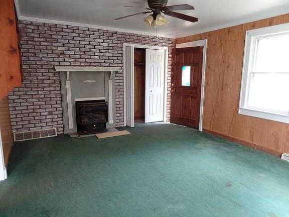 living room with stove