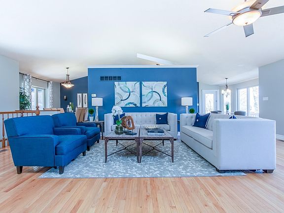 Open floor plan, but still with clear definition of spaces.