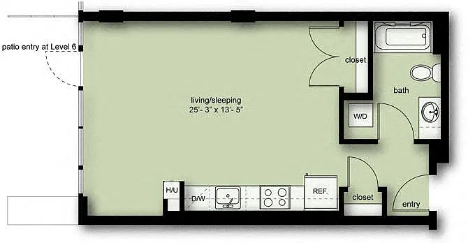 Floor plan Nolo Studio 1 Bath A6