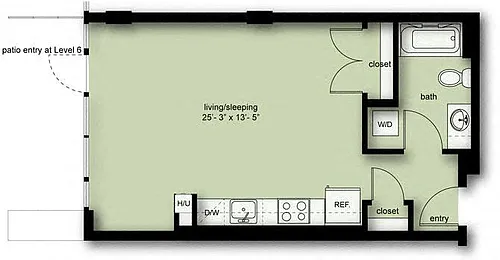 Floor plan Nolo Studio 1 Bath A6