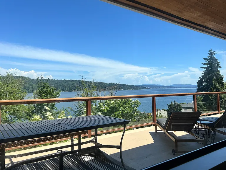 View from the kitchen dining area.