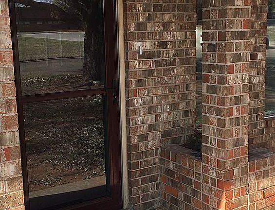 Larson Cranberry glass door.