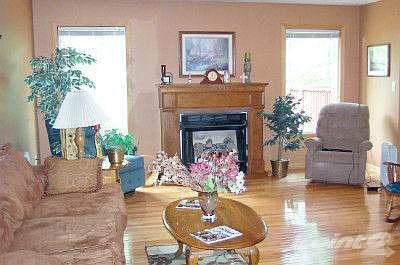 Light, bright living room with Free-Standing Fireplace